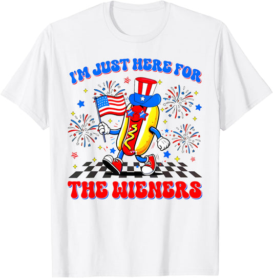 I'm Just Here For The Wieners Hotdog Patriotic 4th Of July T-Shirt