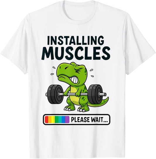 Funny Cute Dinosaur T-Rex Workout Gym Fitness Weightlifting T-Shirt