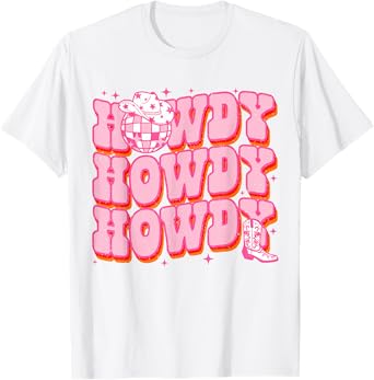 Rodeo White Howdy Western Retro Cowboy Hat Southern Cowgirl T-Shirt