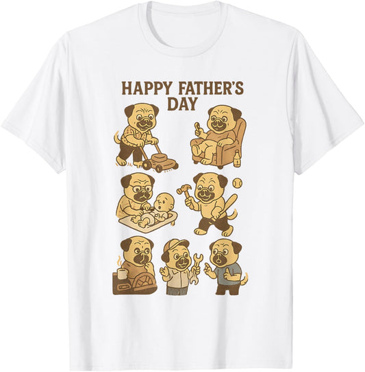 Cute Pug Dad Daddy Dog Lovers Pug Owners Father’s Day T-Shirt
