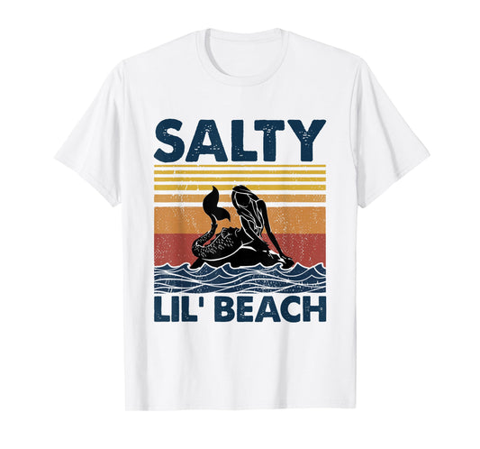 Mermaid Salty Lil' Beach Vintage Funny T-Shirt