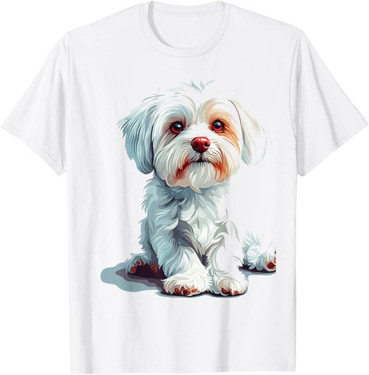 Maltese Dog Motif Pet Art Maltese T-Shirt