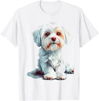 Maltese Dog Motif Pet Art Maltese T-Shirt