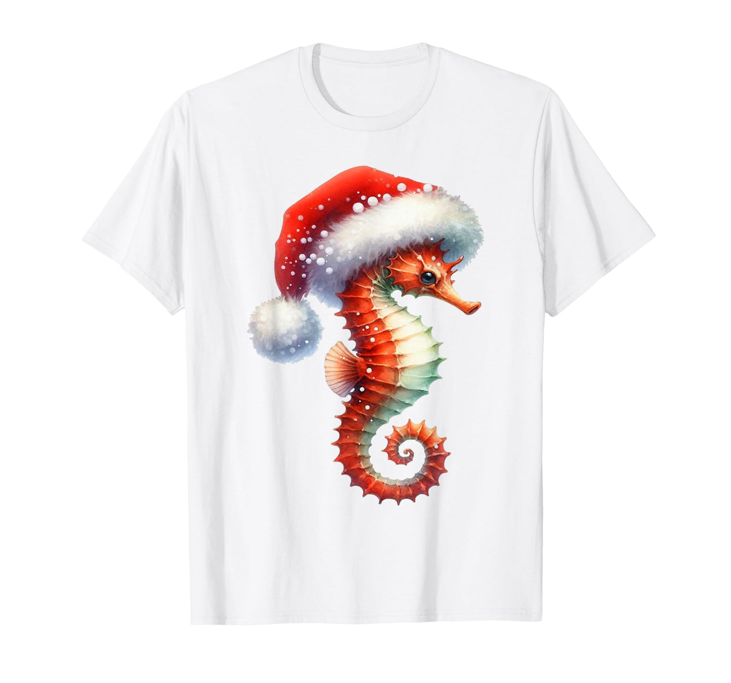 Coastal Christmas Seahorse Beach Holiday Winter Xmas T-Shirt