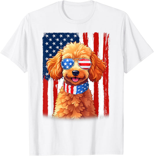 USA America Flag Toy Poodle Dog 4th of July Patriotic T-Shirt