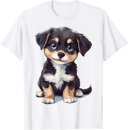 Puppy Dog Graphic Pet Art Blue Eyes Puppy T-Shirt