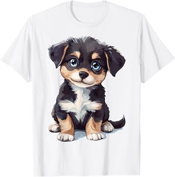 Puppy Dog Graphic Pet Art Blue Eyes Puppy T-Shirt