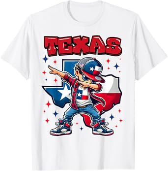 Texas King Dabbing Cool Texas State Flag for Kids T-Shirt