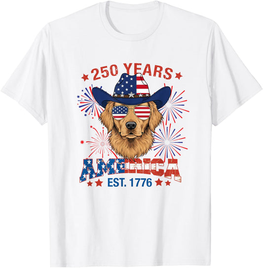 Celebrate 250 Years America Est 1776 Labrador Dog 4th Of T-Shirt