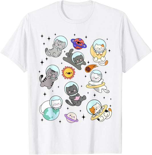 Funny Space Cats Astronaut in Space For Cat Lover Kitten T-Shirt