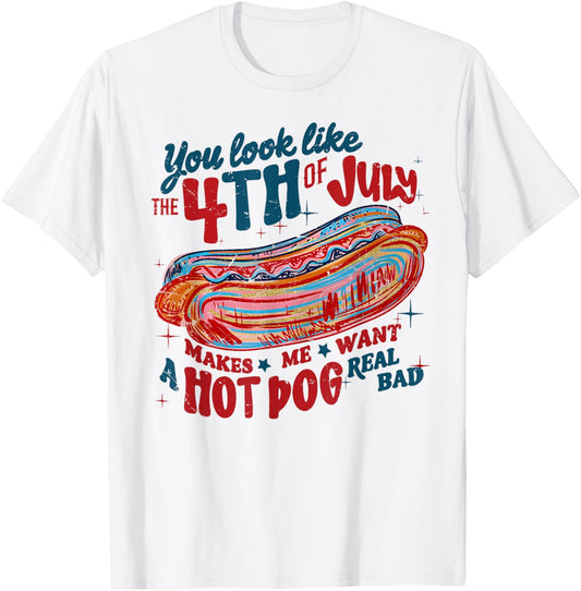 You Look Like 4th July Hotdog Lover Patriotic Men Women Kids T-Shirt