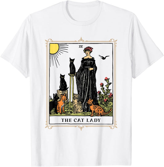 The Cat Lady Tarot Card, Vintage Gothic Cat Women Cat Mom T-Shirt