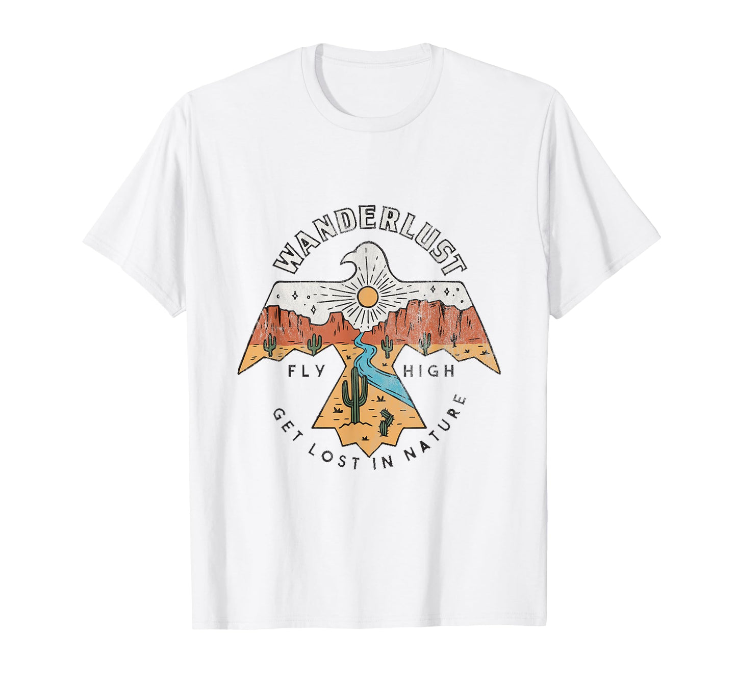 Arizona Wanderlust Thunderbird,Desert Vibes Retro T-Shirt