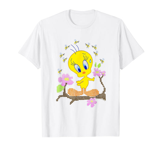 WB100 Looney Tunes Tweety Bird Easter Floral Stitch T-Shirt