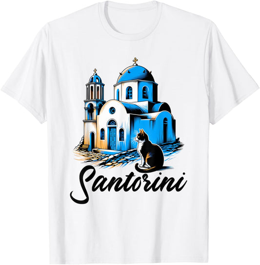 Greece Santorini Cat Sketch / Santorini T-Shirt