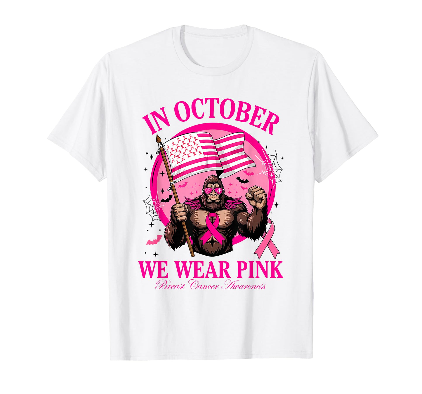 Bigfoot Pink Ribbon Breast Cancer Awareness Month Women Men T-Shirt