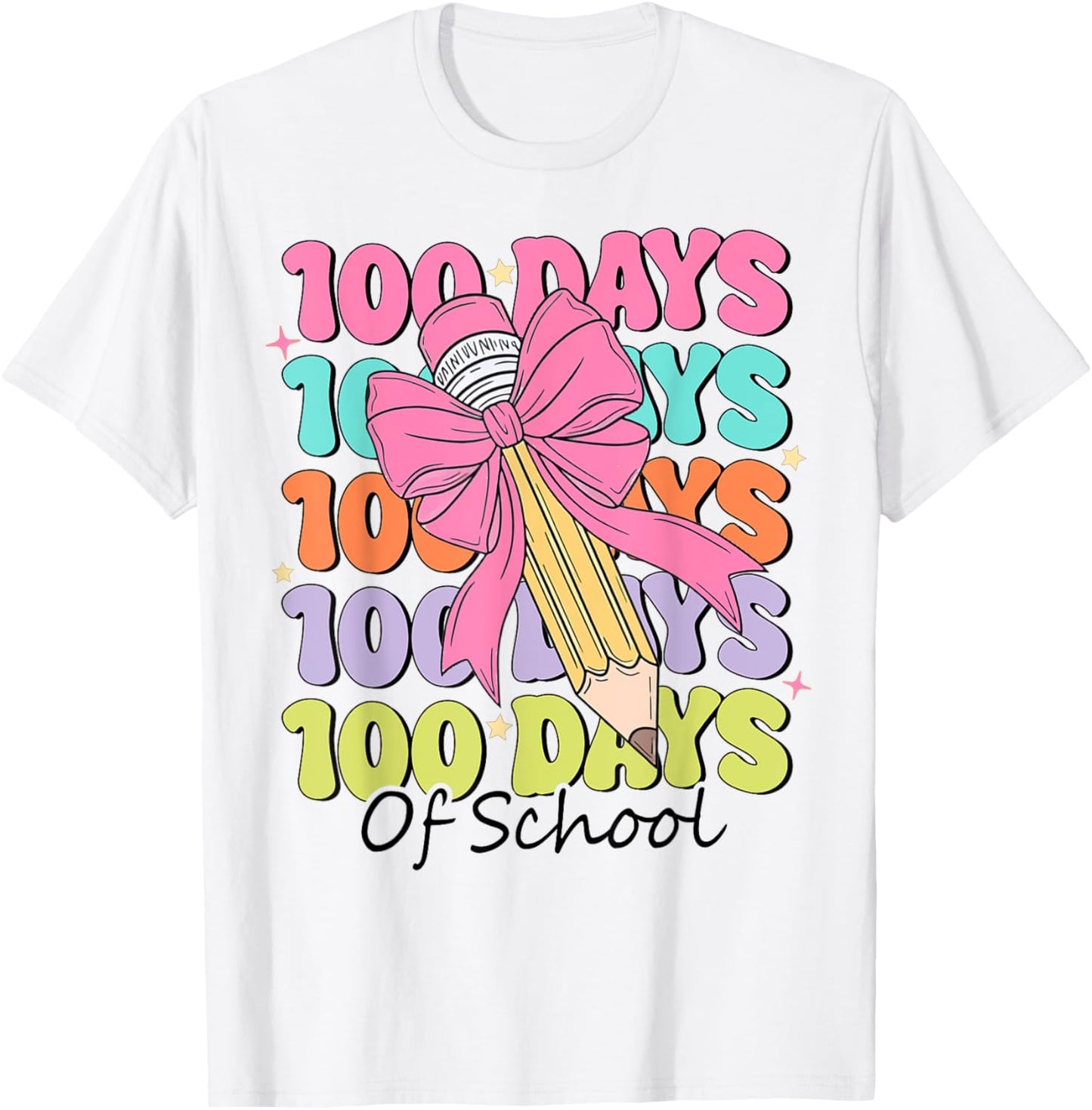 100 Days Of School Teacher Coquette Bow 100th Day Of School T-Shirt