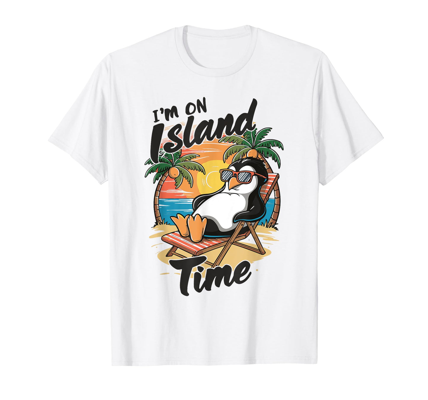 Island vacation Tropical Travel Relax time Penguin Design T-Shirt