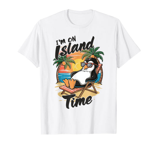 Island vacation Tropical Travel Relax time Penguin Design T-Shirt