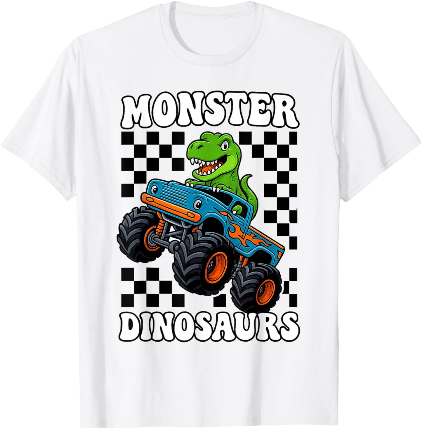 Monster Trucks and Dinosaurs Monster Truck Retro Truck T-Rex T-Shirt