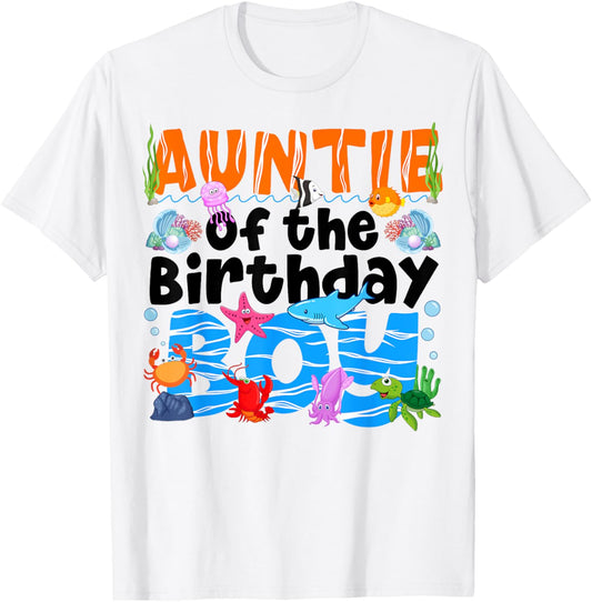 Auntie Under Sea Birthday Party Boy Ocean Sea Animals Themed T-Shirt
