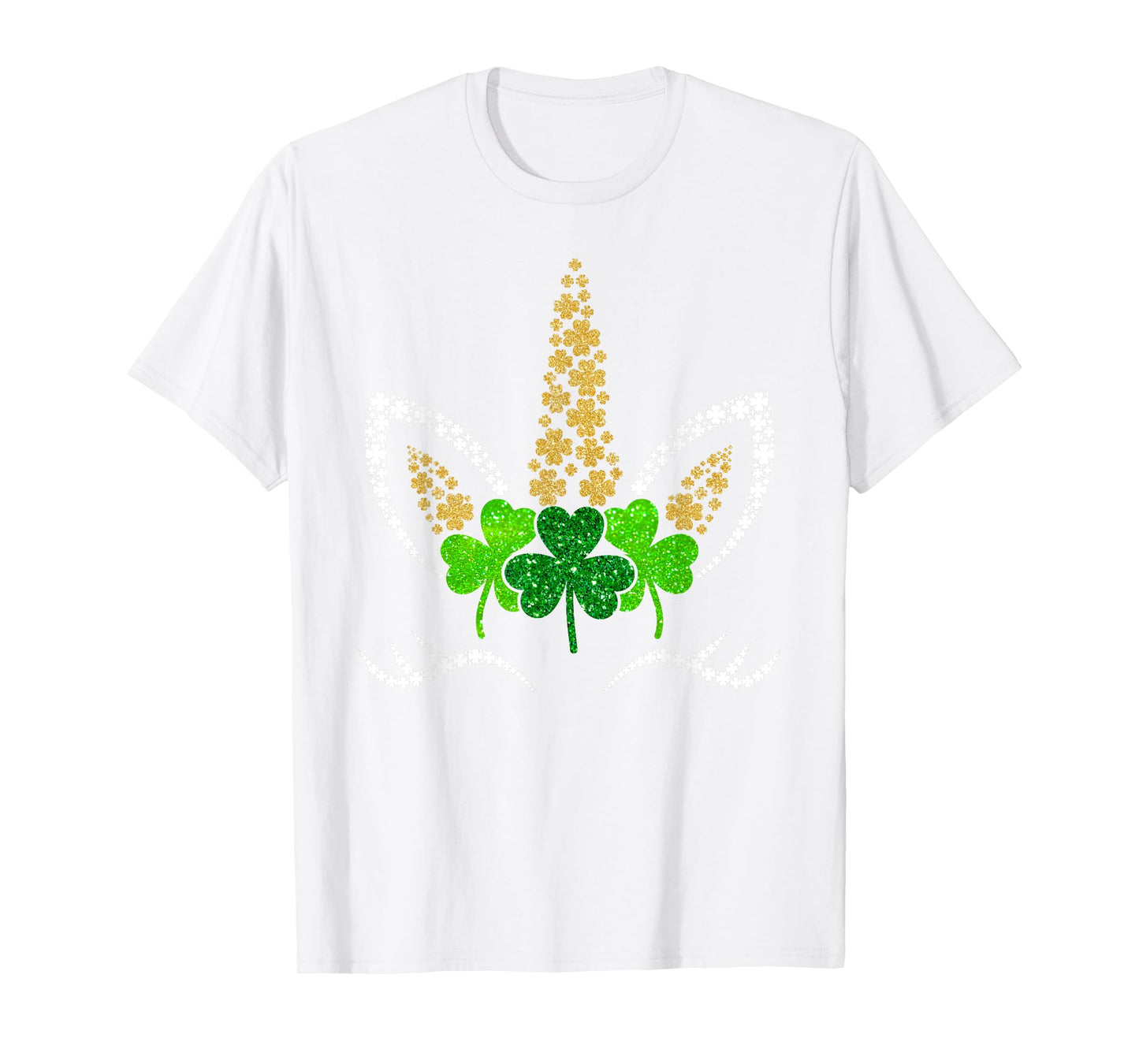 St Patricks Day Unicorn Face Shamrock Pattys Toddler Girls T-Shirt