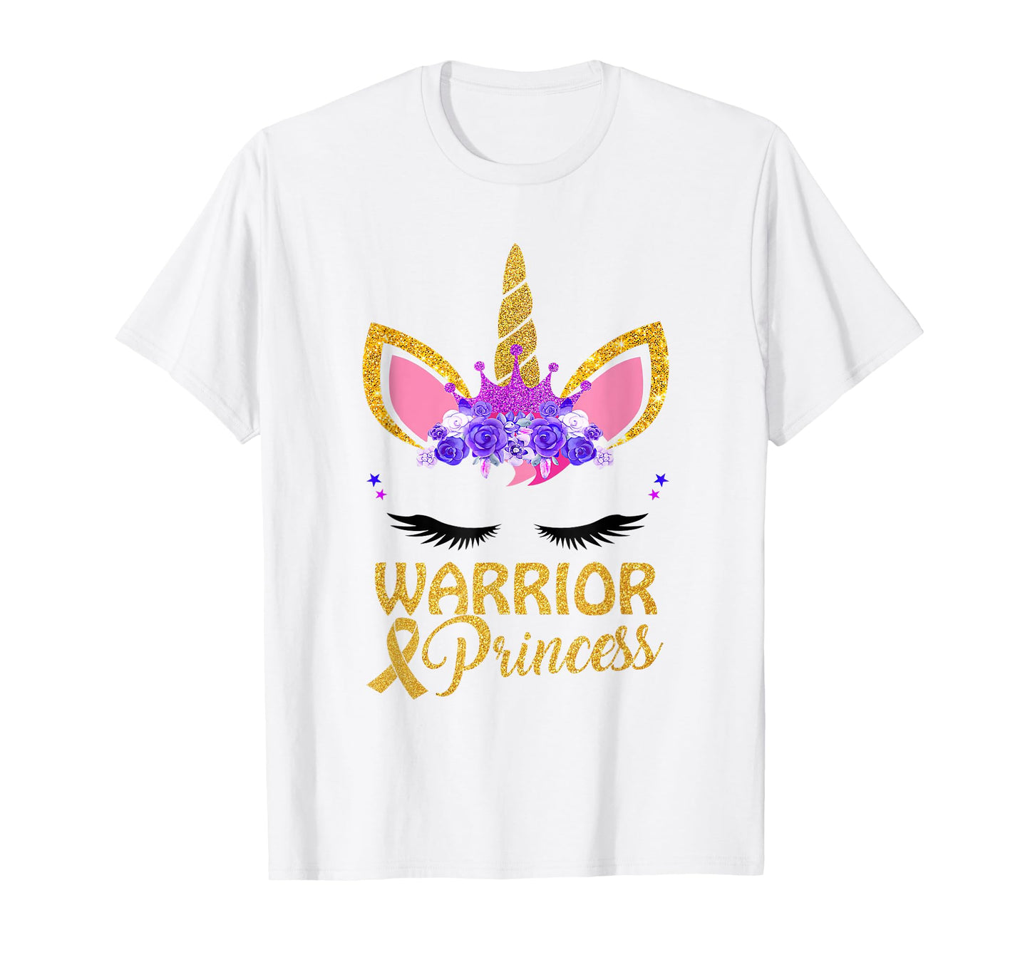 Childhood Cancer Awareness Unicorn Warrior Princess T-Shirt