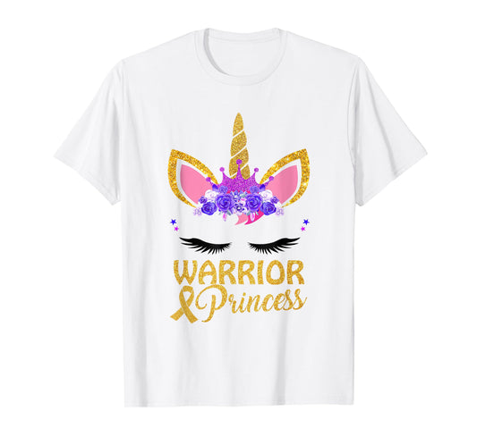 Childhood Cancer Awareness Unicorn Warrior Princess T-Shirt