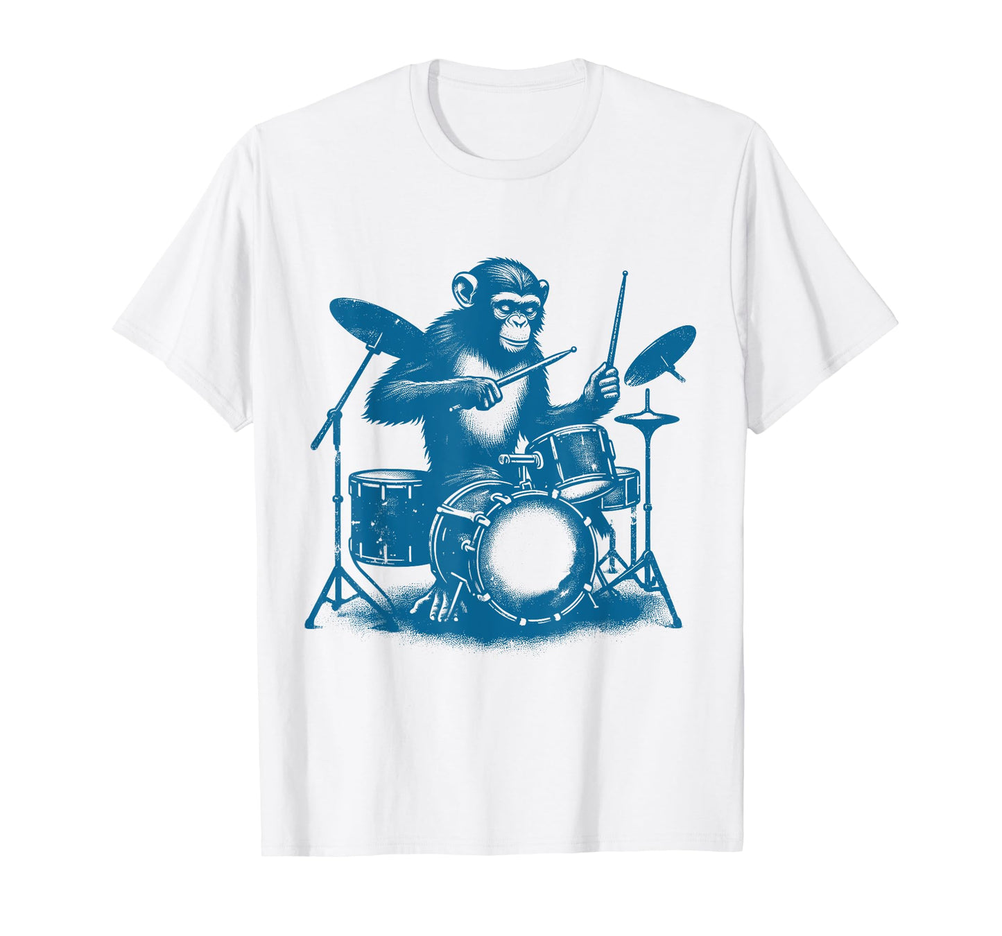 Who Love Drummer Drums Drums Drummer Monkey Playing Drums Vintage Art Monkey On Drums T-Shirt