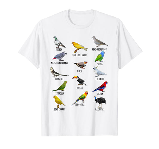 Colorful Birds Species Biology Types Bird Identification T-Shirt