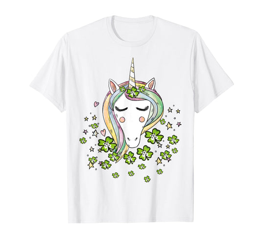 St Patricks Day Shamrock Unicorn Girls Irish Cool Green Kids T-Shirt