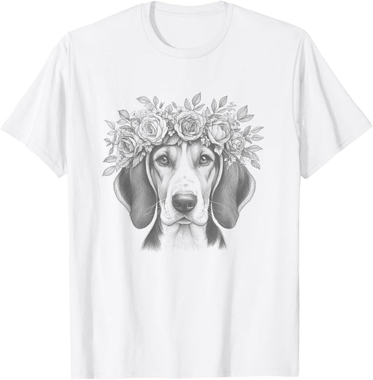 Floral Treeing Walker Coonhound Dog Flower Design For Her T-Shirt