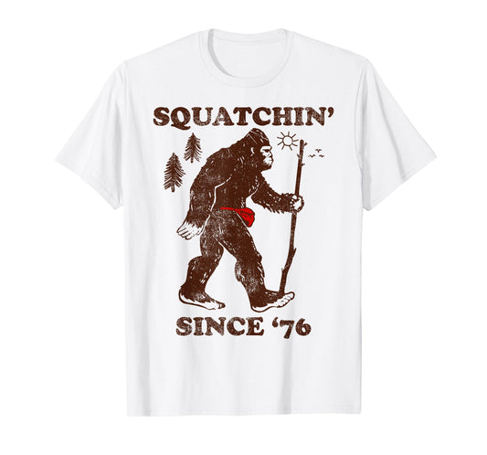 Squatchin' Since '76 Big Foot Vintage Outdoors T-Shirt