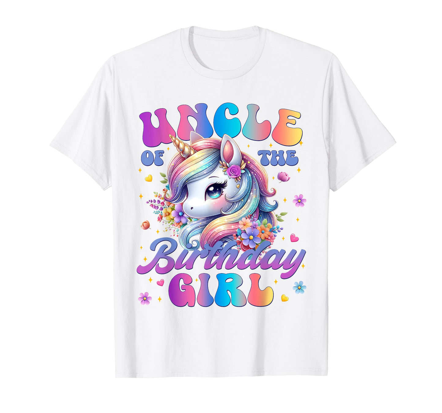 Uncle Of The Birthday Girl Unicorn Flower Family Matching T-Shirt