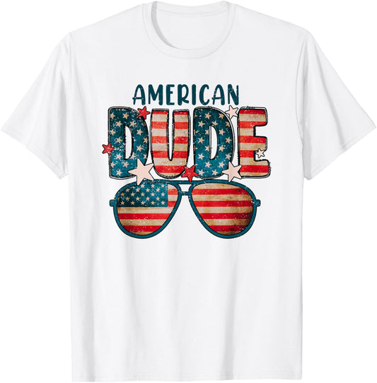 Cool American Dude Sunglasses Retro Vintage 4th July Funny T-Shirt