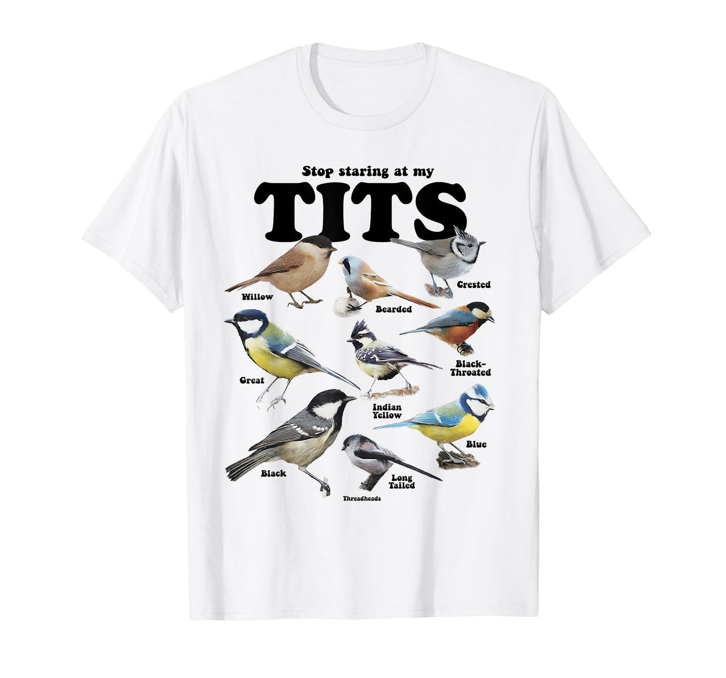 Stop Staring At My Tits Funny Birds Lover Saying Quote Women T-Shirt