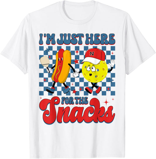 Im Just Here For The Snacks Pickleball Hotdog 4th Of July T-Shirt