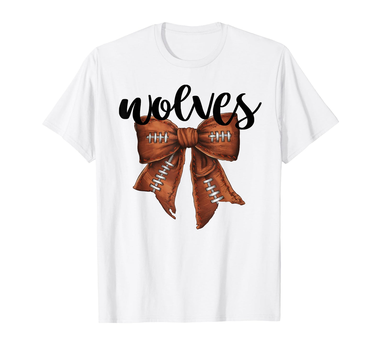 Wolves Football Bow School Spirit Team Mascot Game Night T-Shirt