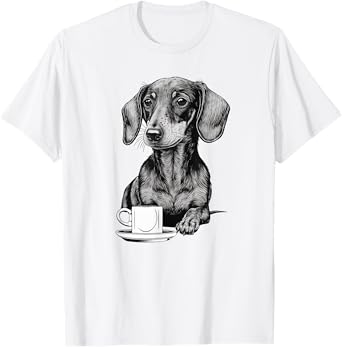 Dachshund Puppy Wiener with Coffee T-Shirt