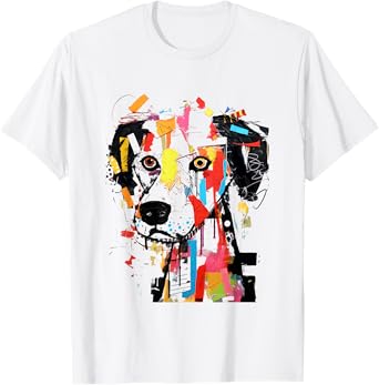 Colorful Abstract Dog Portrait Art T-Shirt for Men Women Kids