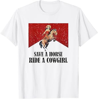 Save A Horse Ride A Cowgirl Lesbian Western Pride Month Ally T-Shirt