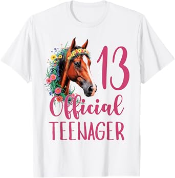 13th Birthday Girl Horse Official Teenager 13 Year Old Party T-Shirt
