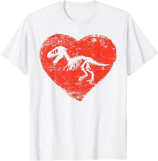 Dinosaur Skeleton Shirt | Love T Rex Red Heart Gift T-shirt T-Shirt
