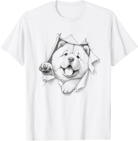 Funny Chow Chow Peeking Dog Design For Men And Women T-Shirt