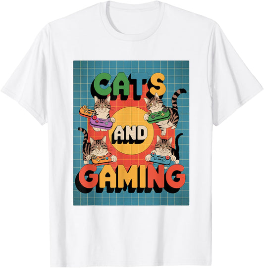 Cats and Gaming Perfect for Cat Lovers, Players Video Game T-Shirt