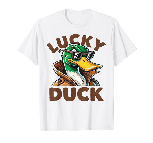 Lucky Duck Mallard Duck With Sunshades Men Boys Funny T-Shirt