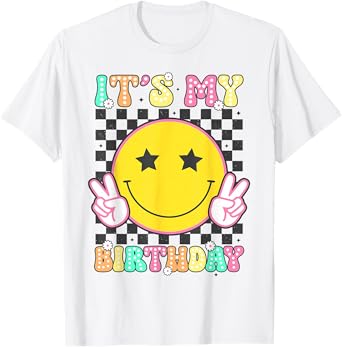 Groovy It's My Birthday Girls Women Teens Kid Bday Flower T-Shirt