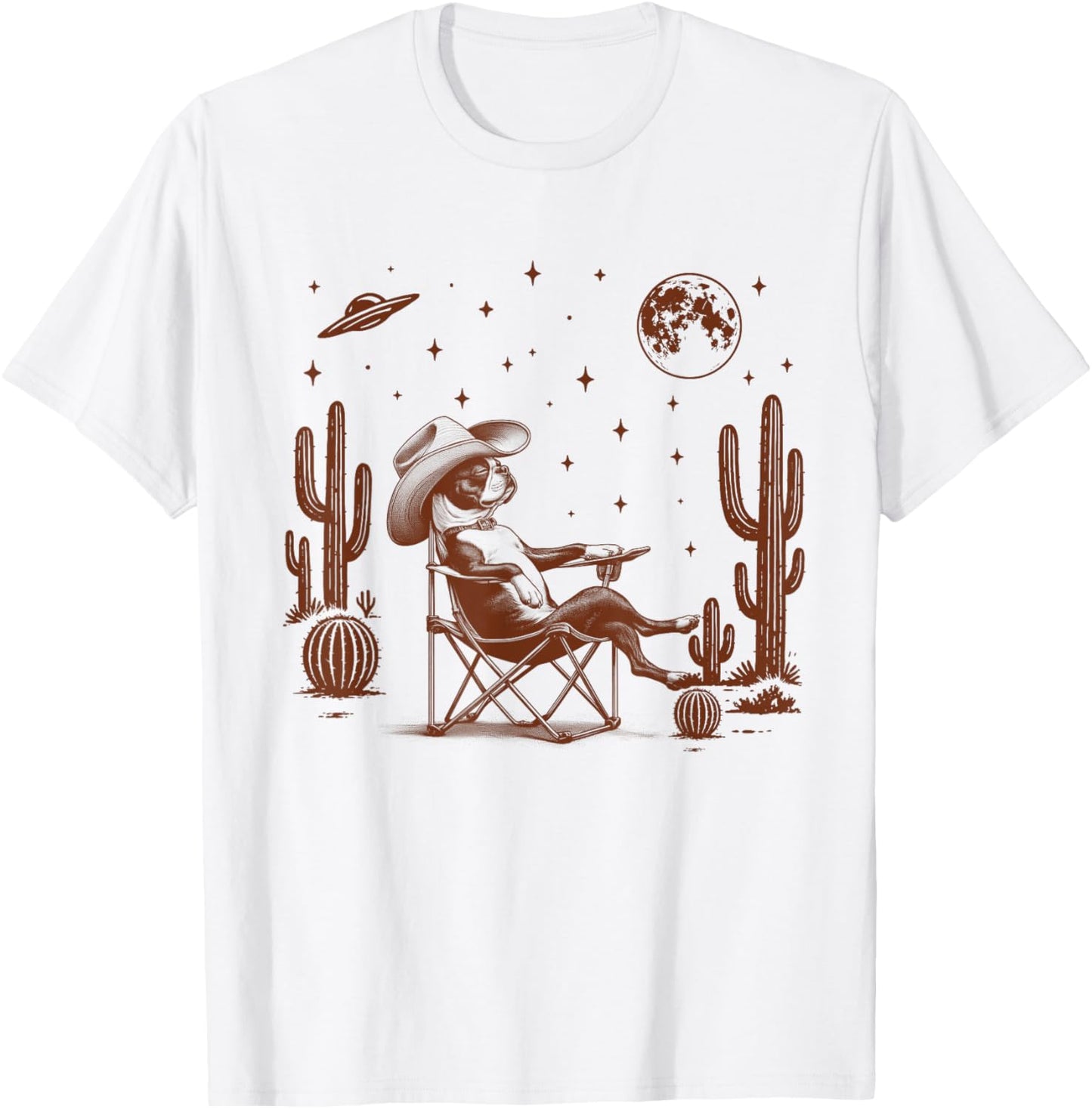 Boston Terrier Lover Dog Mom Howdy Western Life UFO Space T-Shirt