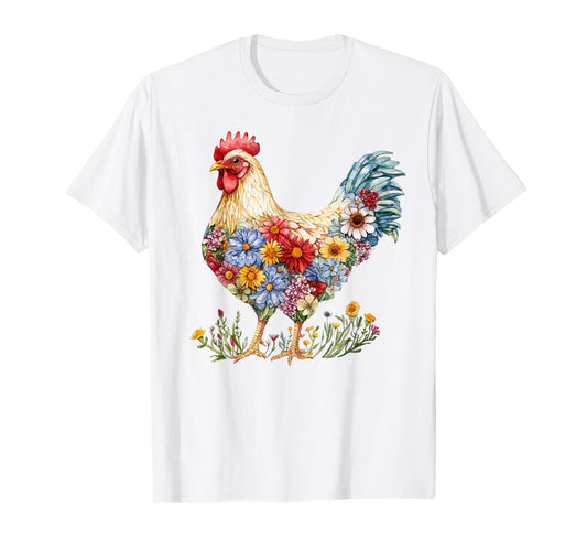 Floral Chicken Lover Wildflower Chicken Mom Gardening Top T-Shirt