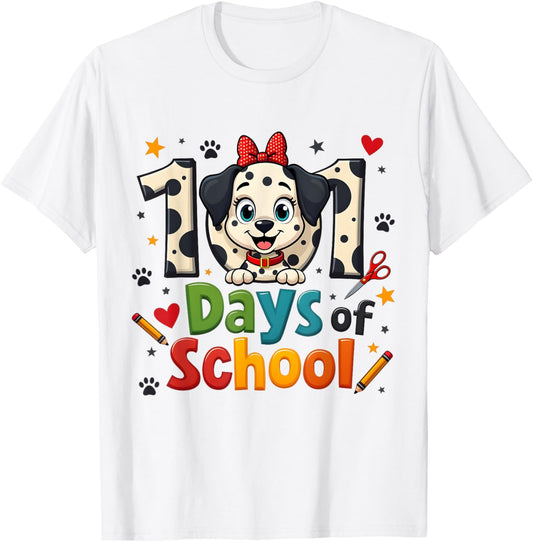 101 Days of School 100 Days of School Funny Cute Dogs T-Shirt